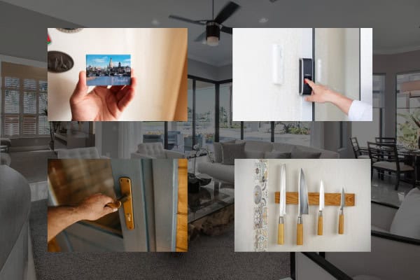 Household magnets, magnets used in daily household items like locks, knives, and cards