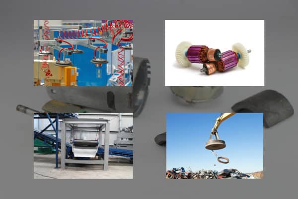 Magnets in power industry, industrial magnets in recycling, motors, and material handling