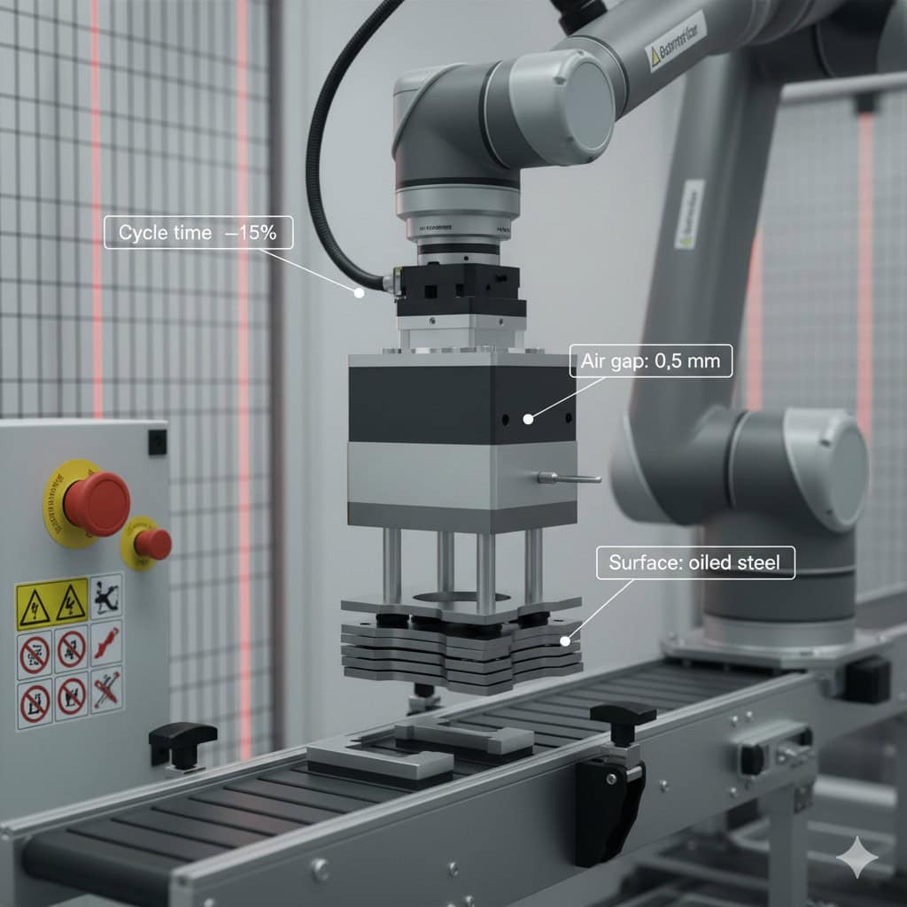 Heavy machinery using neodymium magnet for automation