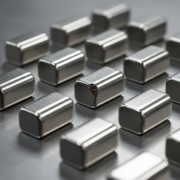 Nickel-coated magnet pieces