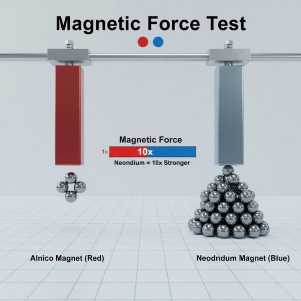 magnetic strength test neodymium vs alnico
